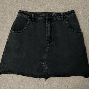 Vici Black Denim Skirt High Waste Slight Distressed